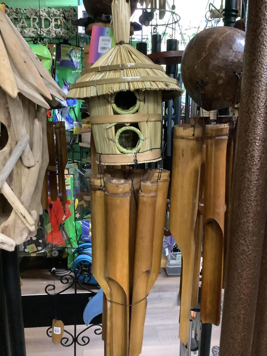 Round Thatched Birdhouse Chime