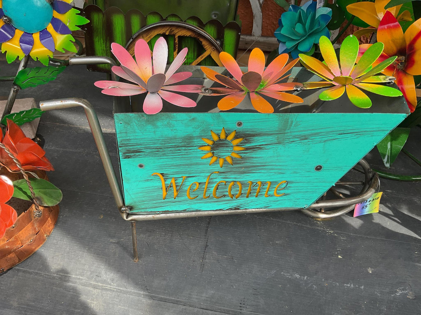 Metal Welcome Wheelbarrow