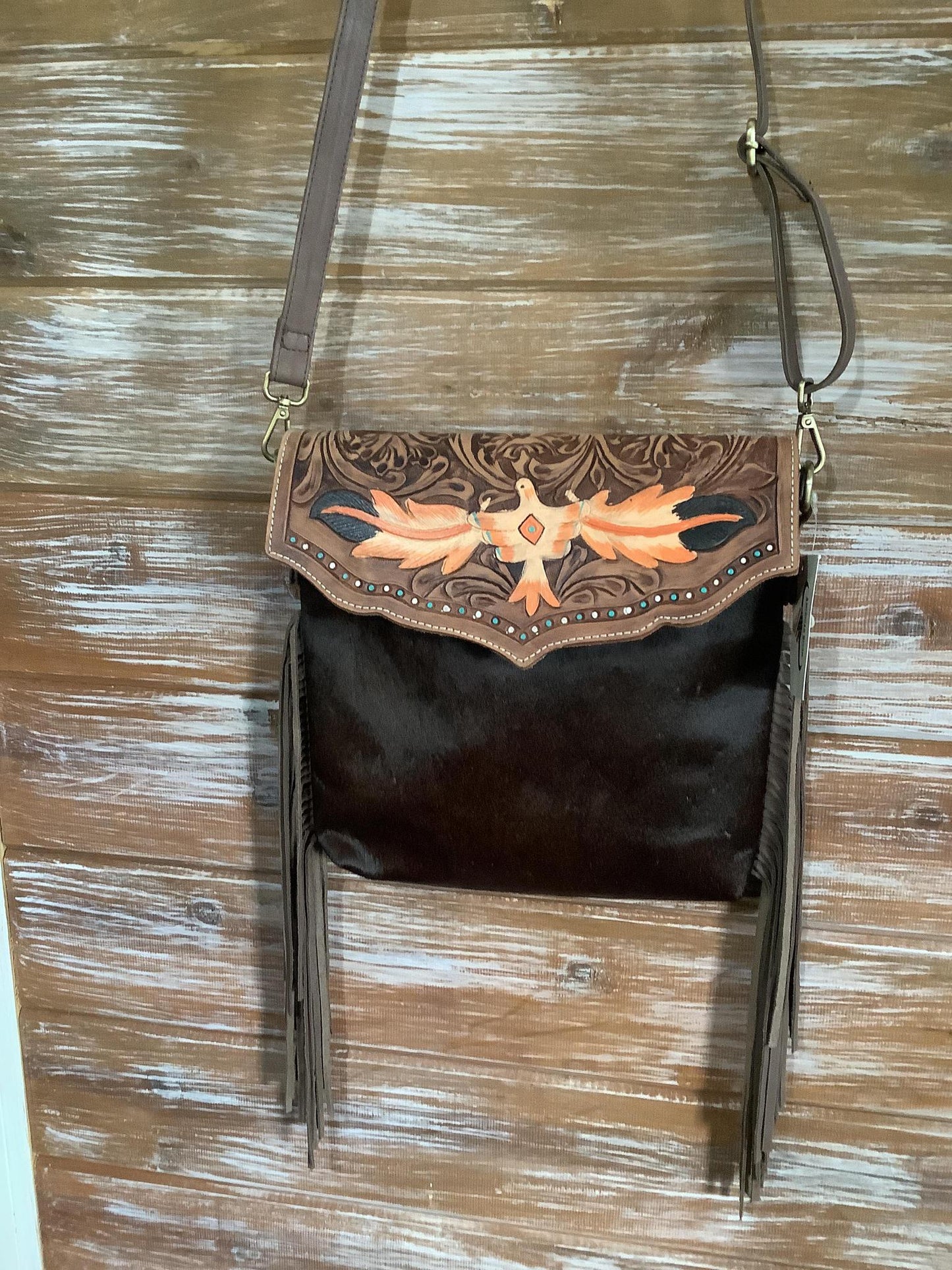 Cowhide Fringe Hobo Bag