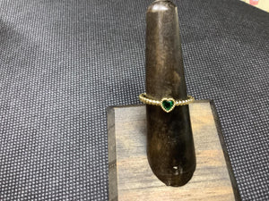 Braided Emerald Heart Ring (Gold)
