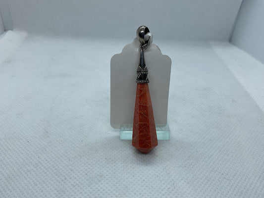 Sterling Pendant Agatized Coral