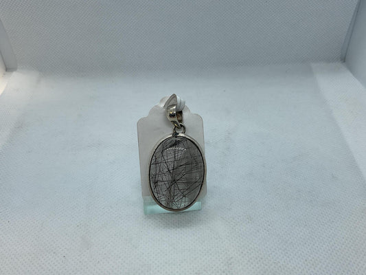 Sterling Pendant Tourmalinated Quartz