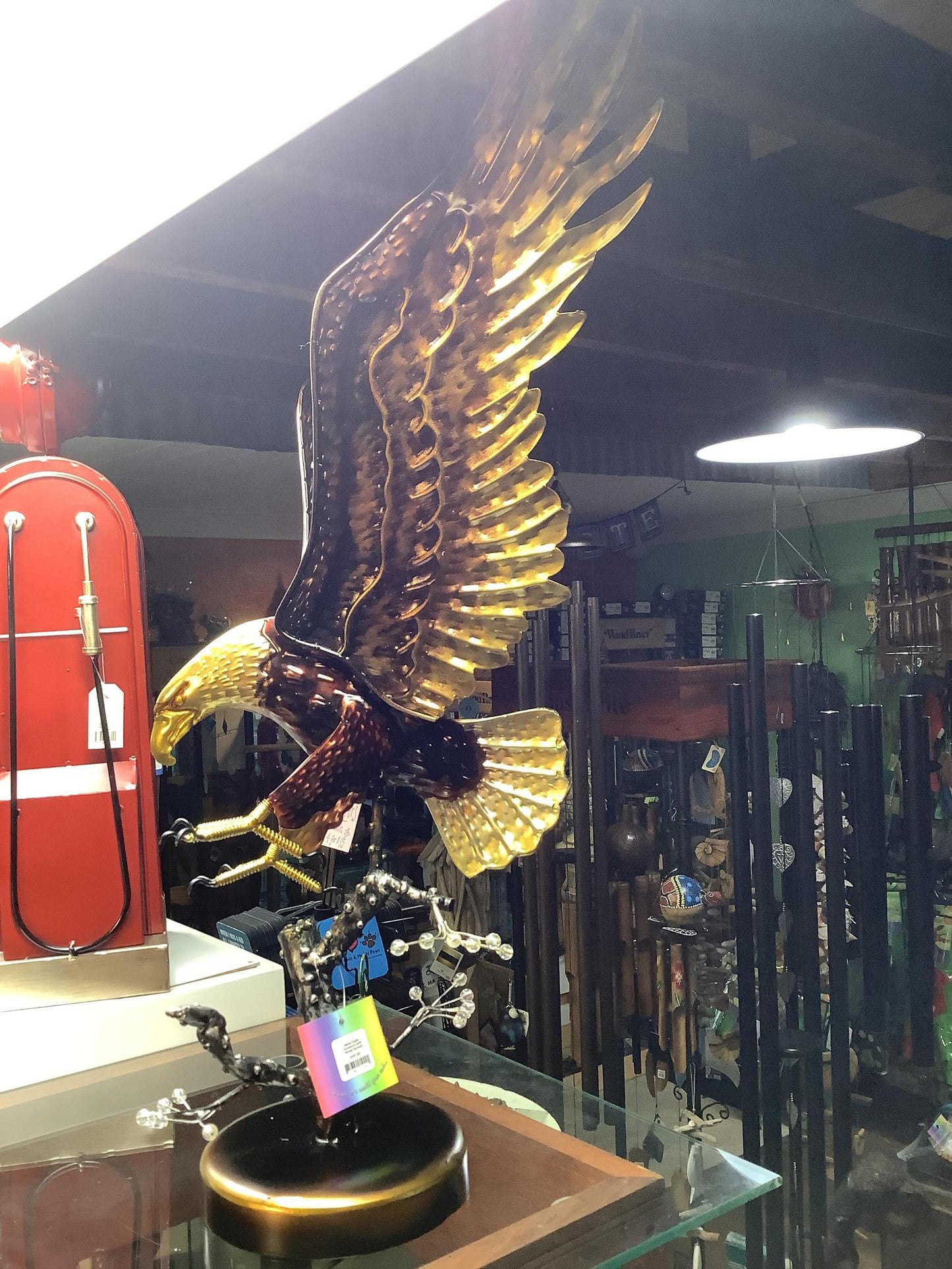 Metal Eagle Sculpture with Wings Spread