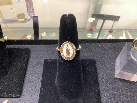 White Holy Mary Ring (Gold)