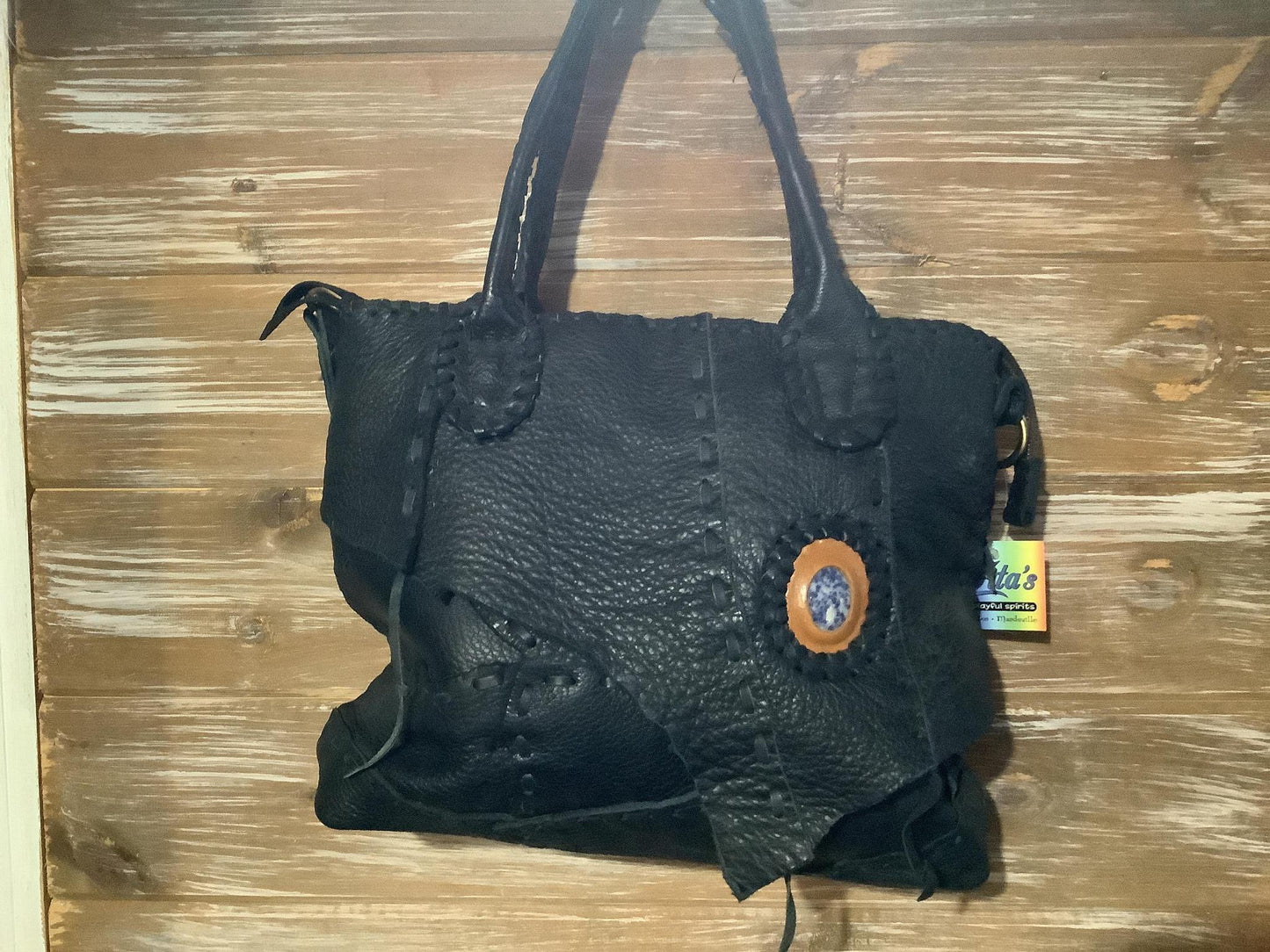 Buffalo Zippered HandbagW/Stone