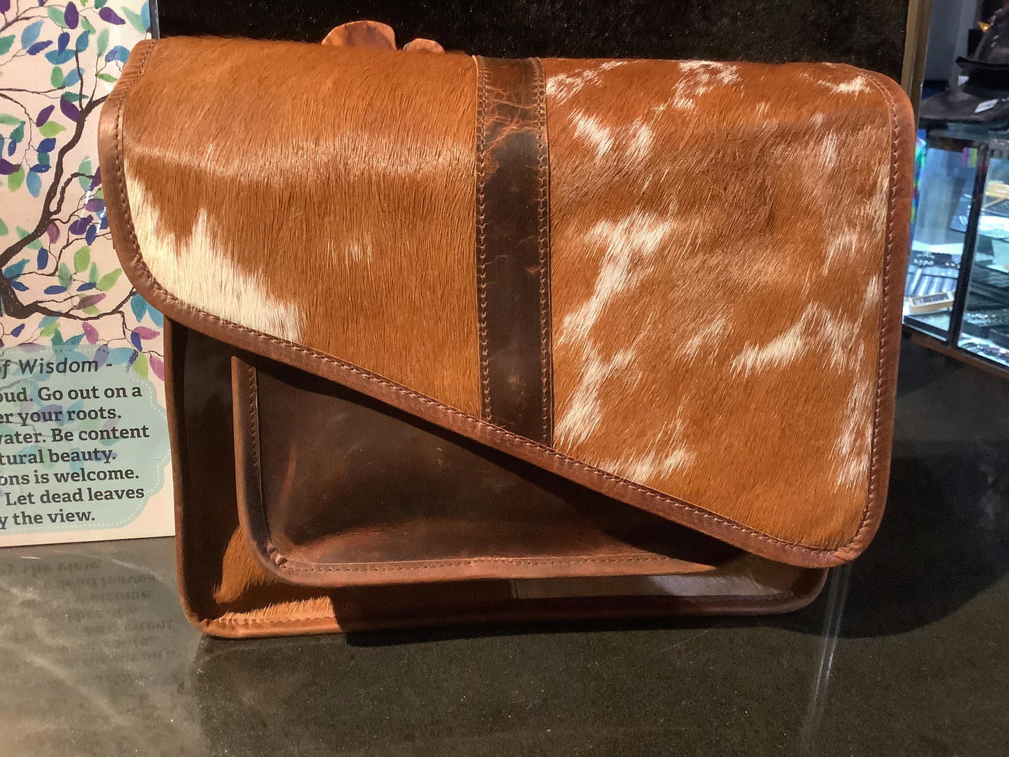 Cowhide Pull-up Messenger Sling Bag