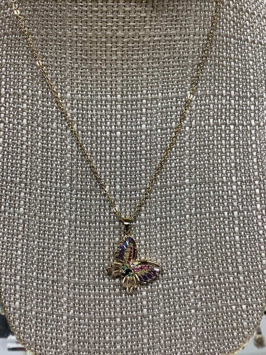 Butterfly Necklace in Gold tone