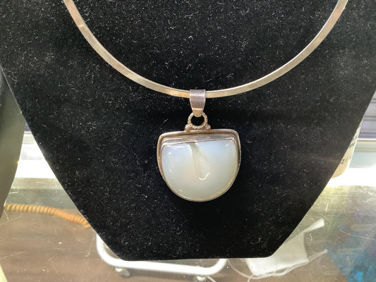 Sterling Silver Druzy Agate Pendant