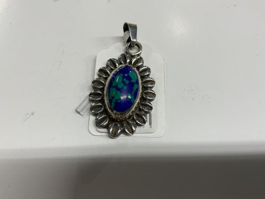 Sterling Pendant Blue Opal