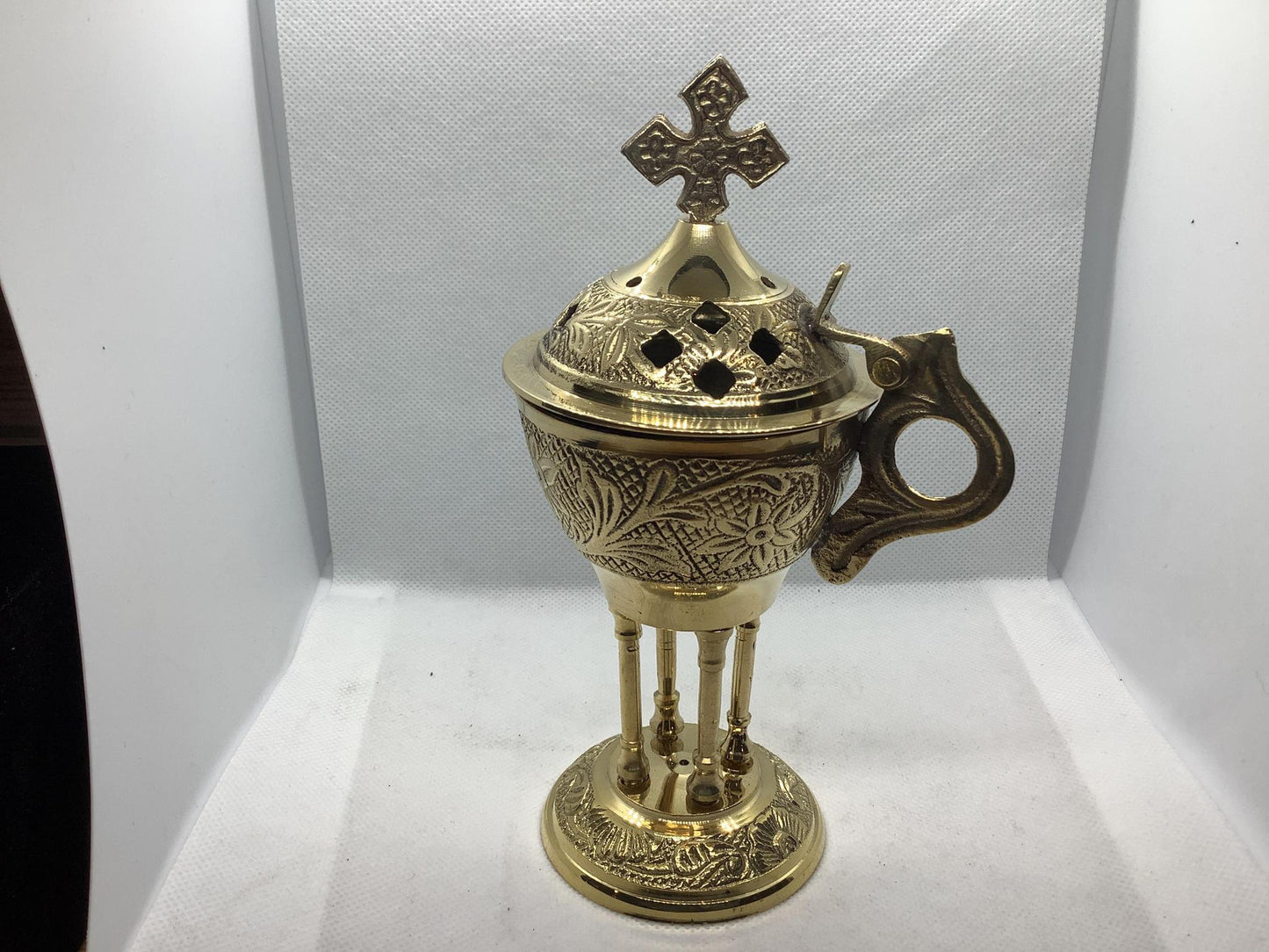 Brass Cross Burner W/ Hinged Lid