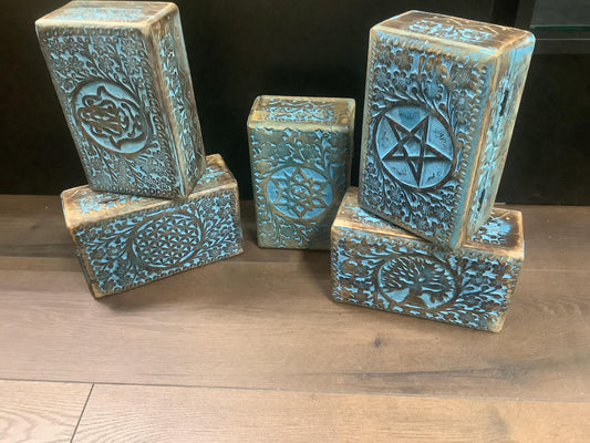 Blue Carved Boxes