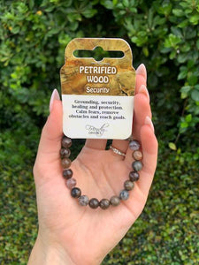 Petrified Wood Natural Stone Bracelet 8mm