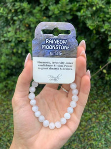 Rainbow Moonstone Natural Stone Bracelet 8mm