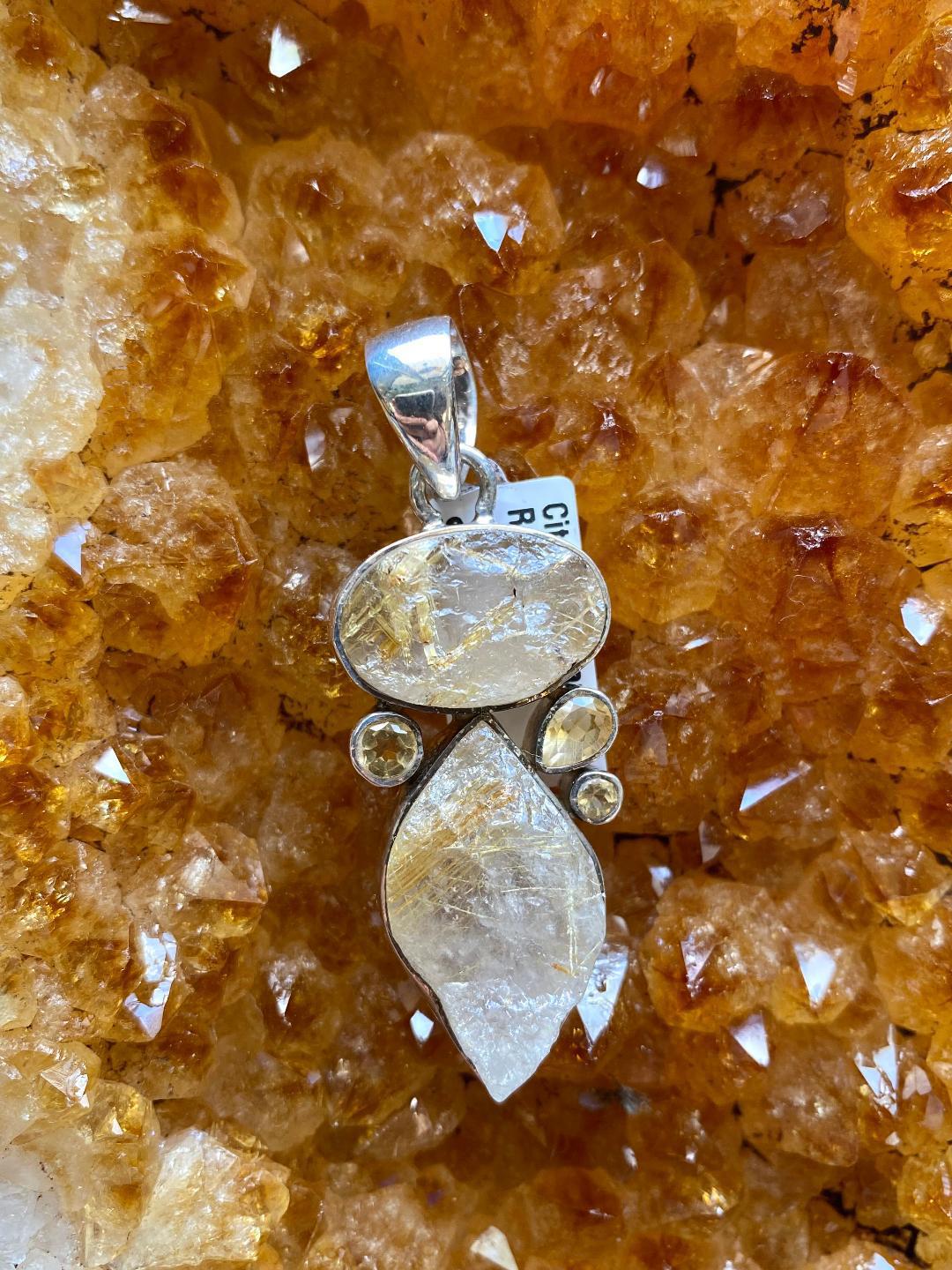 Pendant,Golden Rutilated & Citrine