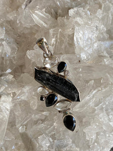 Pendant, Black Tourmaline and Crystal Quartz